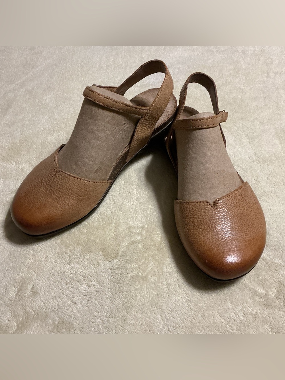 Dansko Tan Leather Slingback Clogs - Picture 3 of 4